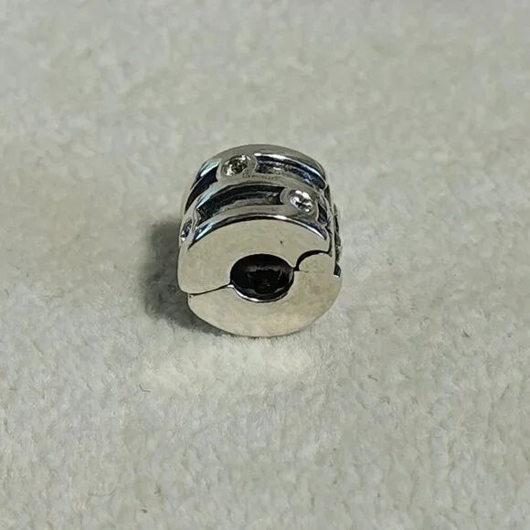Authentic Pandora Retired Sterling Silver Sparkling Clip - 790291CZ - Picture 3 of 6